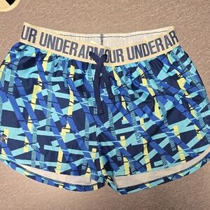 Under Armour Girls Size L Blue and Yellow Patterned Shorts